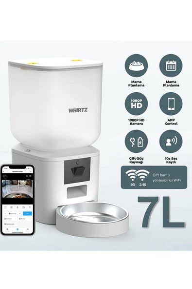Kameralı ve Ses Kontrollü 7 Litre Akıllı Mama Kabı - 2