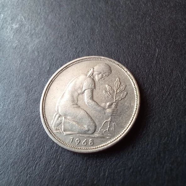 Escoines Koleksiyon 399636817d8f31c1ad 1968 Almanya 50 pfennig ÇÇT+ Darphane işareti J - 4