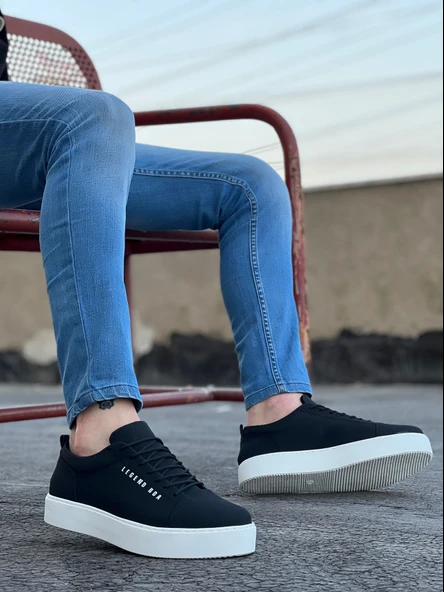 ET0104 Bağcıklı  Nubuk Spor Klasik Siyah Erkek Ayakkabı - Resim 3