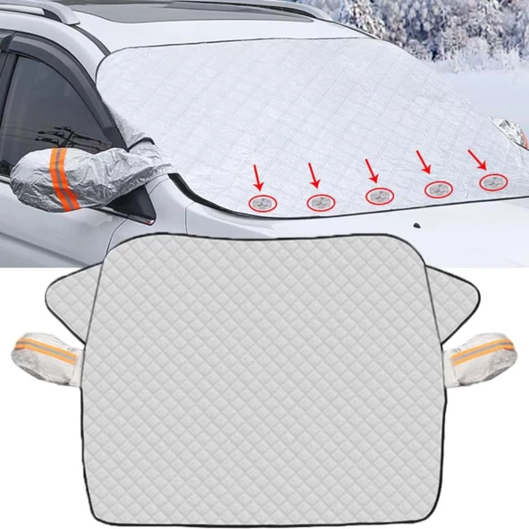 Polham 145x115 CM Tüm Araçlara Uyumlu Ön Cam Isı Önleyici Güneşlik, Su, Rüzgar, Çamur Geçirmez Ön Cam Brandası