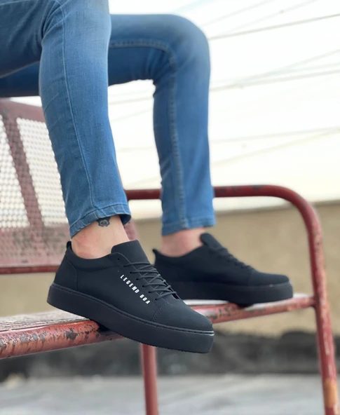 ET0104 Bağcıklı  Nubuk Siyah Spor Klasik Erkek Ayakkabı ürün görseli