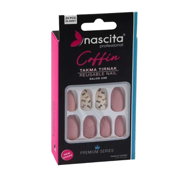 NASNAIL00145 24 LÜ RENKLİ TAKMA TIRNAK COFFIN