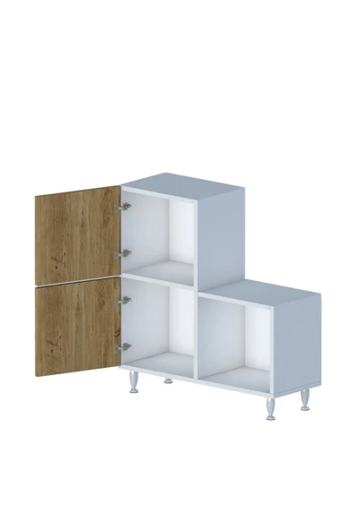 2 Kapaklı L Çok Amaçlı Banyo Dolabı Çam - 4