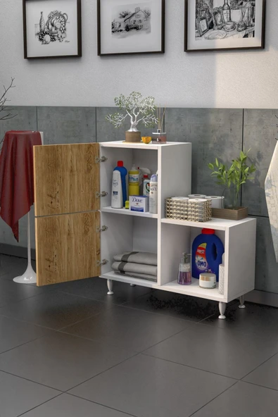 2 Kapaklı L Çok Amaçlı Banyo Dolabı Çam - 8