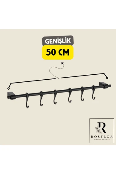 Jusso 6 Kancalı Ferforje Metal Çok Amaçlı Kahve Köşesi, Mutfak, Banyo Dekor Kupa,Fincan ve Kaşıklık Askısı - 4