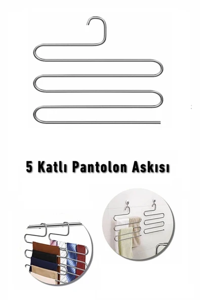 Jusso Metalik Dolap Içi Akıllı Krom Askı Pantolon Askısı 5 Katlı - 2