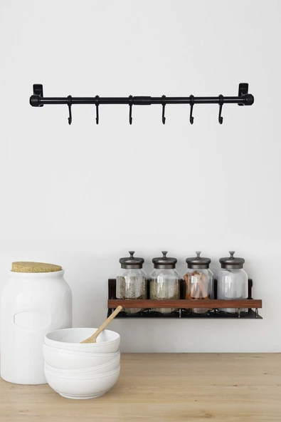 Jusso Siyah Metal Ergonomik Askılık Mutfak Ve Banyo Askısı Caffe Köşesi - 3
