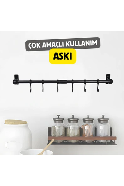 Jusso 6 Kancalı Ferforje Metal Çok Amaçlı Kahve Köşesi, Mutfak, Banyo Dekor Kupa,Fincan ve Kaşıklık Askısı