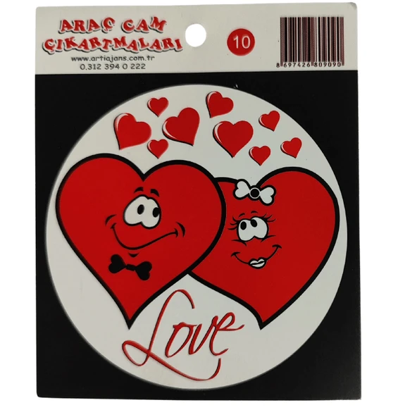 Araç Cam Çıkartma 10 (İki Kalp "LOVE")