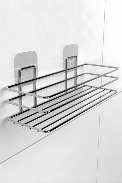 Jusso Yapışkanlı Banyo Düzenleyici Banyo Aksesuar Şampuanlık KROM