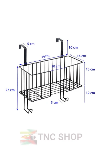 Jusso Asılabilir Kapı Arkası Ütü Ve Ütü Masası Askısı Ütü Düzenleyici Raf - Siyah - 3