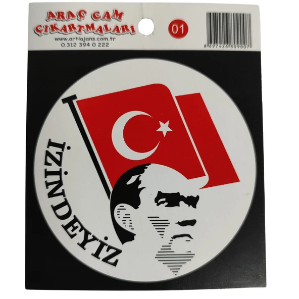 Araç Cam Çıkartma 1 (Atatürk Ve Bayrak "İzindeyiz")