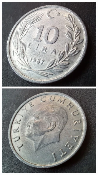 Escoines Koleksiyon 399636817d6dae55ae 1987 10lira Çil eski madeni para