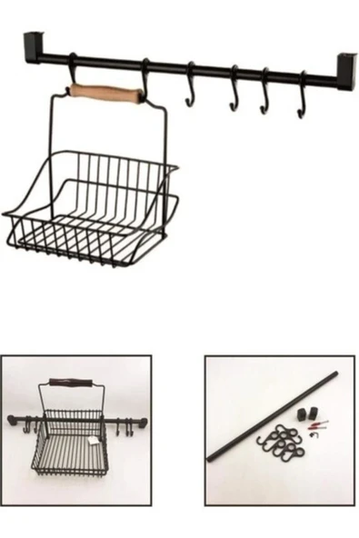 Kitchen Store Retro Ferforje Metal Sepet Askı Ve Kanca
