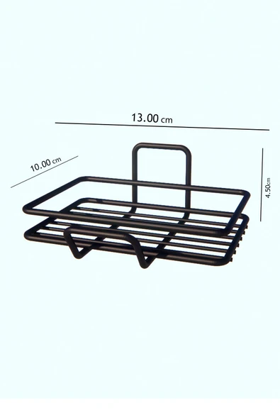 Jusso Yapışkanlı Sabunluk Banyo Mutfak Lavabo Metal Katı Sabunluk Siyah - 3