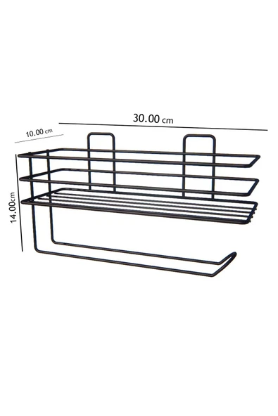 Jusso Yapışkanlı Raflı Kağıt Rulo Havluluk Peçetelik Havlu Kağıltlık Siyah Banyo Mutfak Düzenleyici Raf - 2