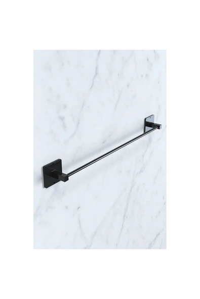 Jusso Yapışkanlı Siyah Havlu Askısı Wc Tuvalet Kağıtlık Kare Havluluk Çubuk Havluluk