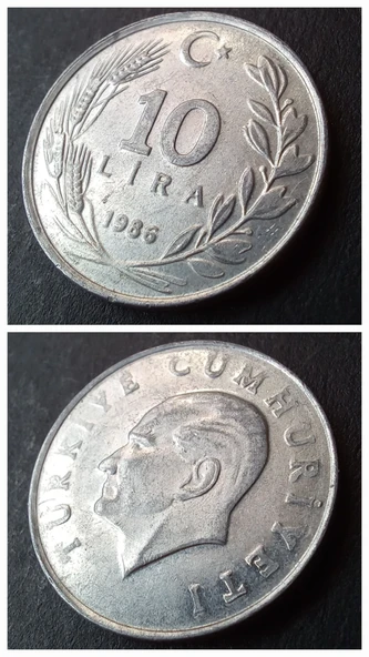 Escoines Koleksiyon 399636817d71ec3470 1986 10lira ÇA+ eski madeni para ürün görseli 1