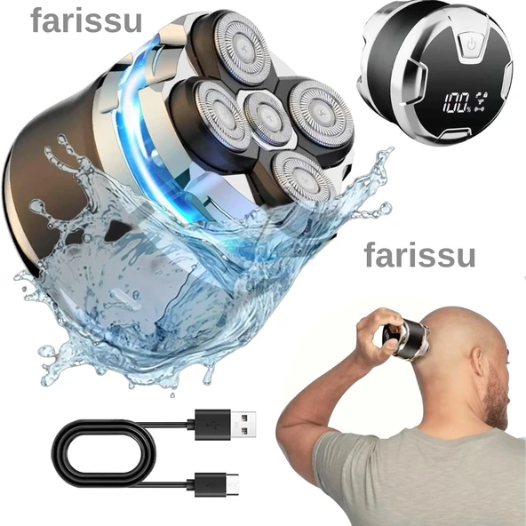 RQ518 Kel Kafa Tıraş Makinesi – Sakal ve Günlük Sinek Kaydı Tıraş, USB, Su Geçirmez - 3