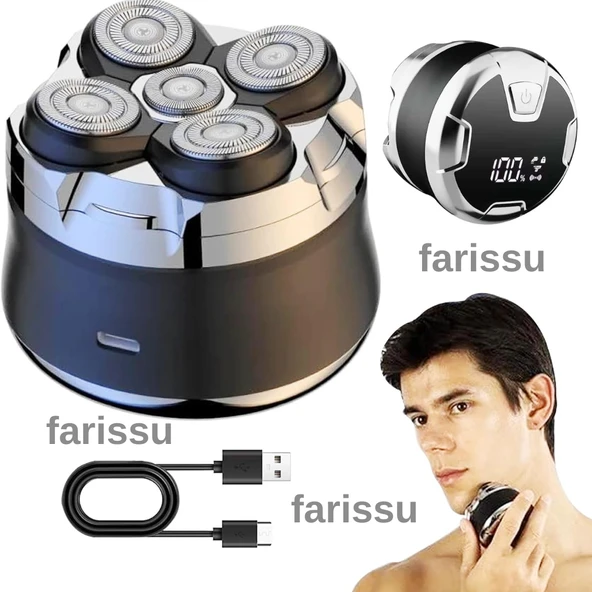 RQ518 Kel Kafa Tıraş Makinesi – Sakal ve Günlük Sinek Kaydı Tıraş, USB, Su Geçirmez - 4