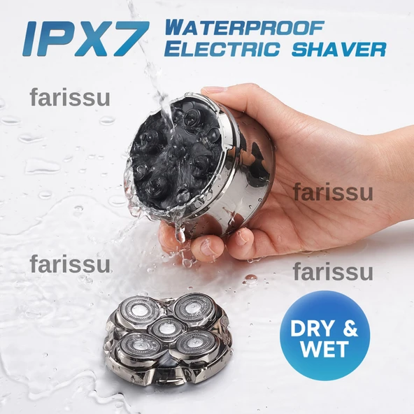 RQ518 Kel Kafa Tıraş Makinesi – Sakal ve Günlük Sinek Kaydı Tıraş, USB, Su Geçirmez - 8