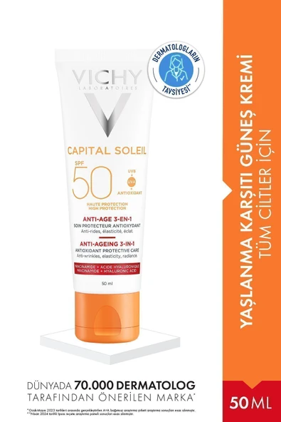 Vichy Capital Ideal Soleil Anti Age 3 in 1 Antioxidant Care Cream SPF50 50 ml