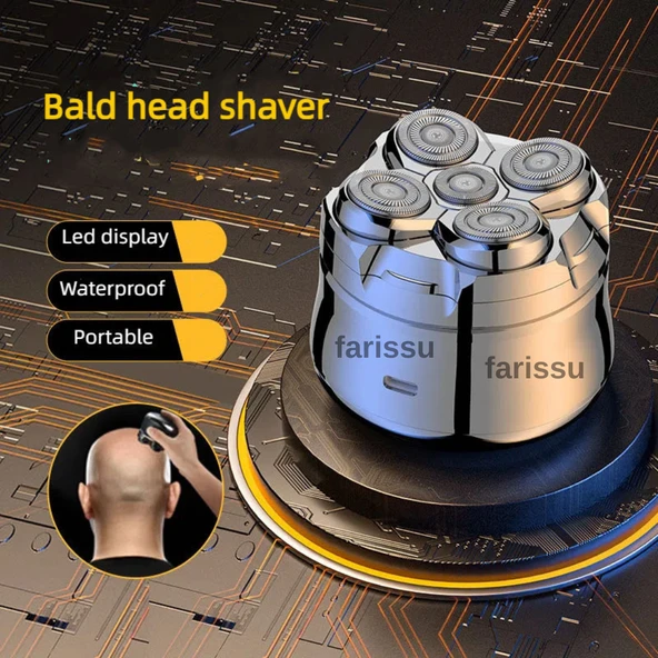 RQ518 Kel Kafa Tıraş Makinesi – Sakal ve Günlük Sinek Kaydı Tıraş, USB, Su Geçirmez - 2