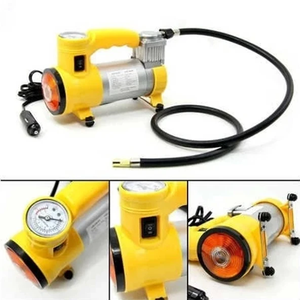 Metal Hava Kompresörü 150 Psı 12V Araç Tipi Çakmaklık Araba Bisiklet Teker Lastik Şambrel Top Şişirme - 6
