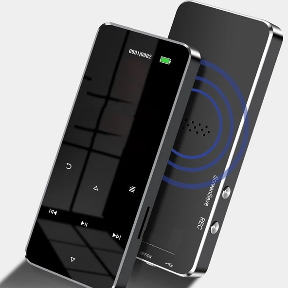 Bluetooth MP3 MP4 Çalar Ses Kayıt Şarjlı Player Dahili Hoparlör ve kulaklık 16 GB hafızalı dokunmatik siyah - 5
