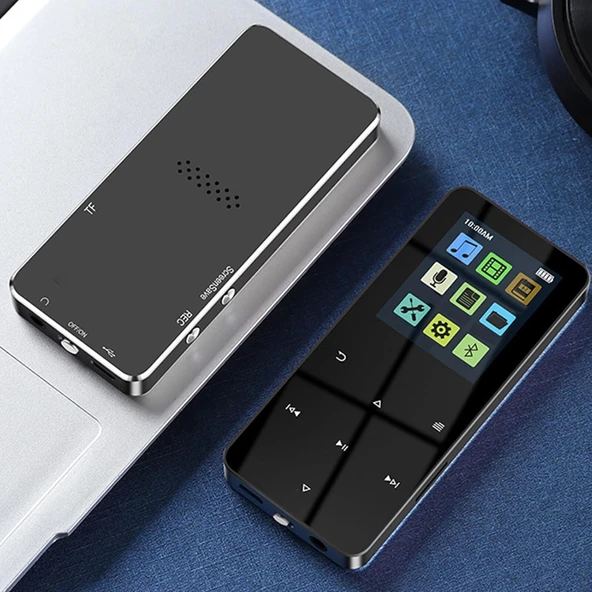 Bluetooth MP3 MP4 Çalar Ses Kayıt Şarjlı Player Dahili Hoparlör ve kulaklık 16 GB hafızalı dokunmatik siyah - 6