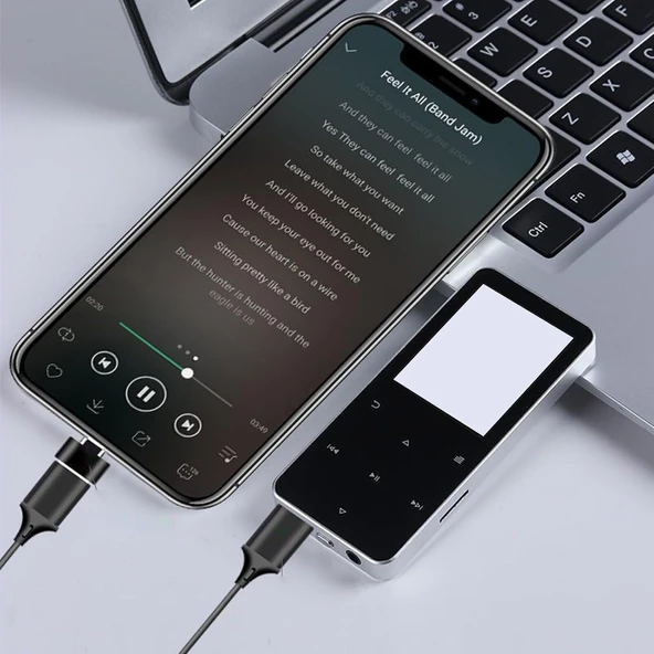 Bluetooth MP3 MP4 Çalar Ses Kayıt Şarjlı Player Dahili Hoparlör ve kulaklık 16 GB hafızalı dokunmatik siyah - 4