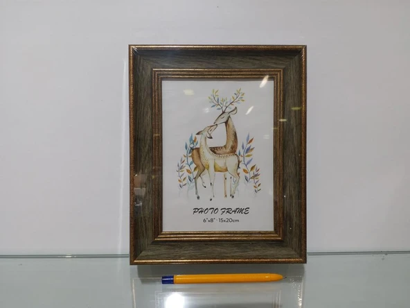 DEKORATİF VARAKLI BEJ VE KOYU KAHVE ÇERÇEVE  15X20 - 2