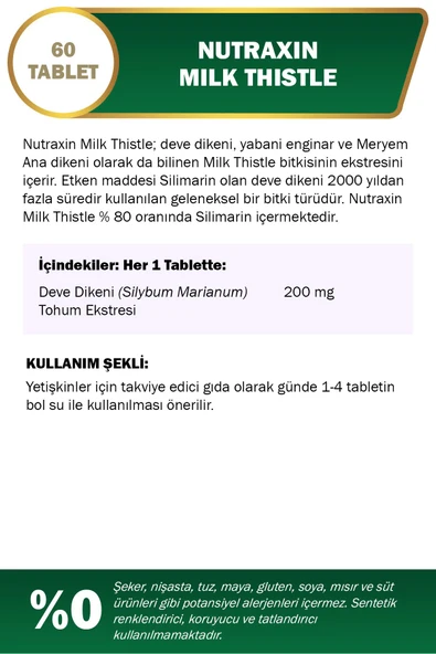Nutraxin Milk Thistle 60 Tablet 2 Adet - Resim 2