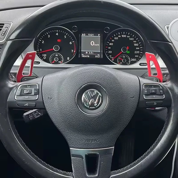 YıldızTuning  Volkswagen Passat B7 Kırmızı Direksiyon F1 Kulakçık Vites Mini - 2