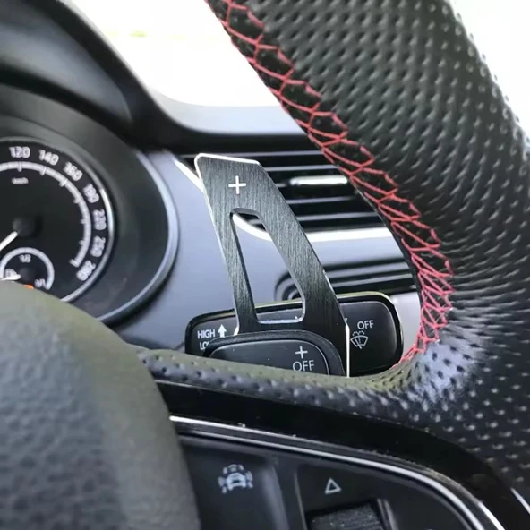 YıldızTuning  Volkswagen Sharan Siyah Direksiyon F1 Kulakçık Vites Mini - 3