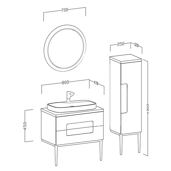 Ubm Monarc 80 Cm Lake Banyo Dolabı Krem - 2