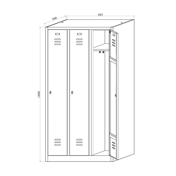 Soyunma Dolabı 3 Kişilik Metal Dolap, İşçi Soyunma Dolabı - 7