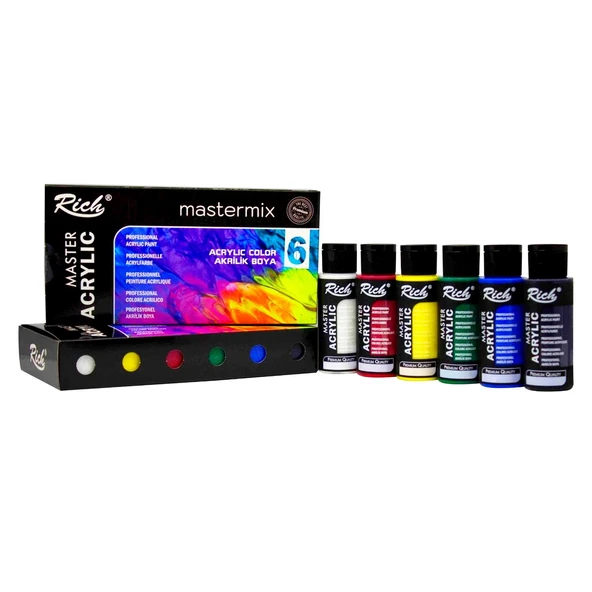 Rich Mastermix Akrilik Boya 60 cc 6 lı Canlı Renkler