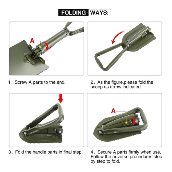 Profesyonel Portatif Katlanabilir Kürek ( Orta Boy 59 Cm ) - 14