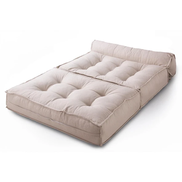 Homedius Mocca Keten Çift Kişilik Katlanır Yatak Katlanır Koltuk Bej Çift - 4