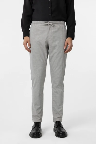 Süvari Slim Kalıp Gri Bağcıklı Jogger Pantolon - 3
