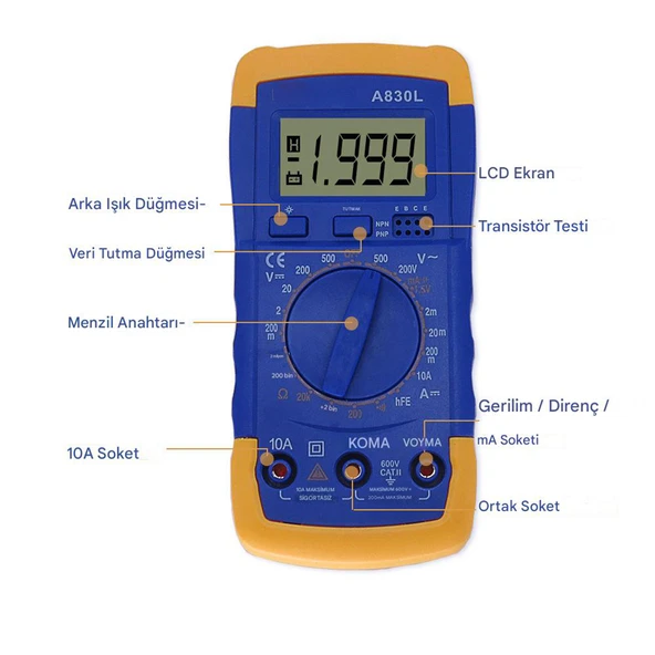 Dijital Multimeter Pens Amper Metre Dijital Pensampermetre Voltaj Dc Alternatif Akım Ölçme Ölçüm - 2