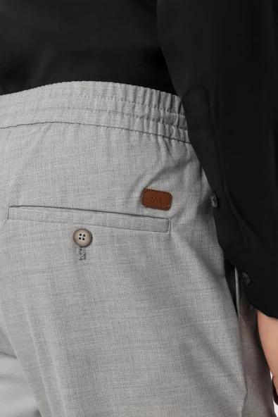 Süvari Slim Kalıp Gri Bağcıklı Jogger Pantolon - 5