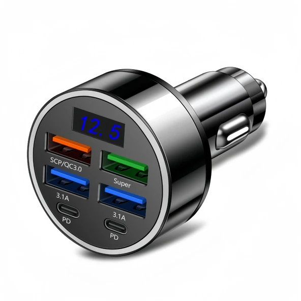Type-C + USB Araç Çakmak Soketi Adaptörü – Hızlı Şarj Destekli / ICCA113