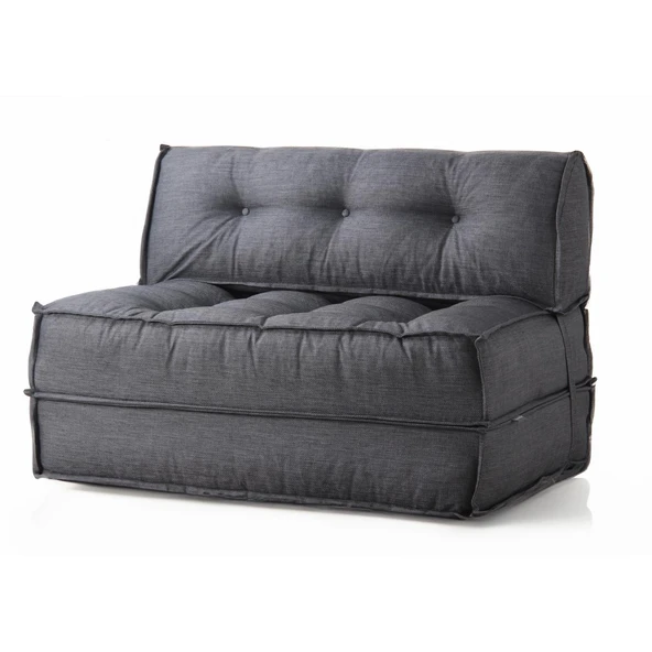 Homedius Mocca Keten Çift Kişilik Katlanır Yatak Katlanır Koltuk Gri Çift - 2