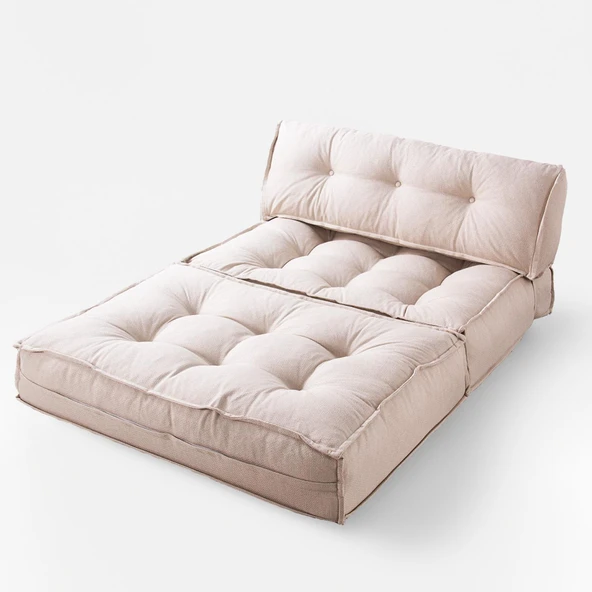 Homedius Mocca Keten Çift Kişilik Katlanır Yatak Katlanır Koltuk Bej Çift - 3