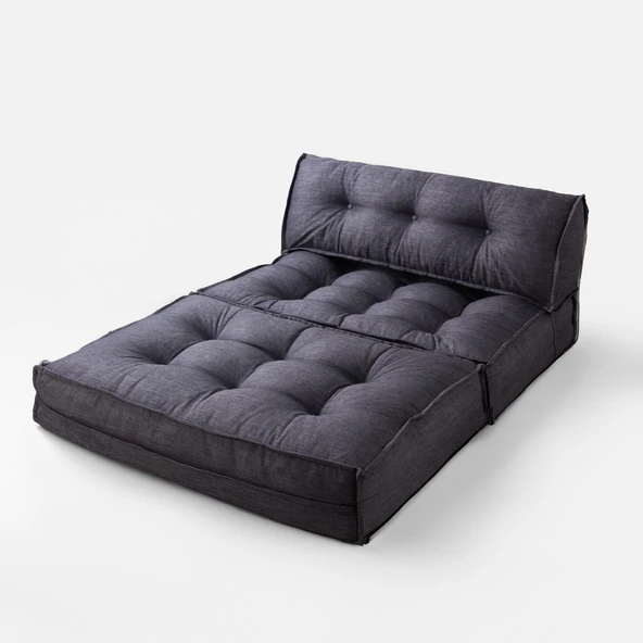 Homedius Mocca Keten Çift Kişilik Katlanır Yatak Katlanır Koltuk Gri Çift - 3