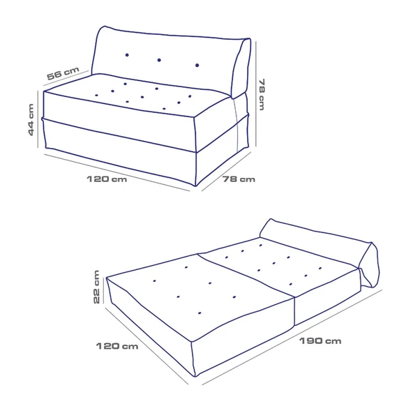 Homedius Mocca Keten Çift Kişilik Katlanır Yatak Katlanır Koltuk Gri Çift - 7