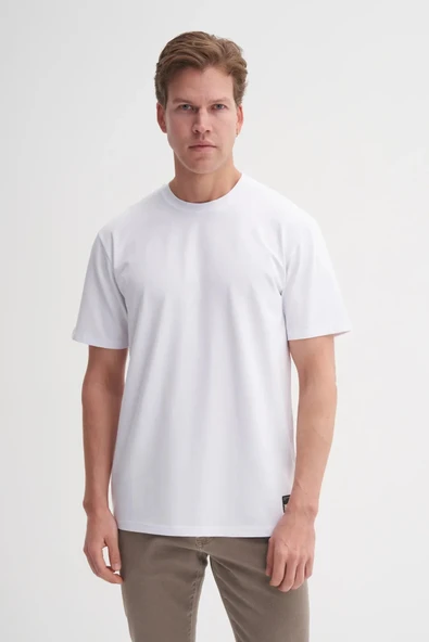 Cazador Bisiklet Yaka Regular Fit Rahat Likralı Düz Tişört 4142 - Resim 2