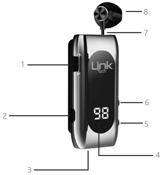 LinkTech V80 Pro Makaralı Titreşimli 20 Saat Bluetooth Kulaklık (Gümüş) - 2